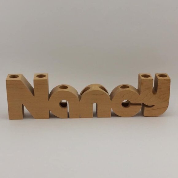 Nancy Personalised Name Hand-Crafted Wood 15" Long 8 Candle Holder Block - Picture 2 of 16